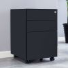 3 Drawer Mobile File Cabinet with Lock Steel File Cabinet for Legal/Letter/A4/F4 Size; Fully Assembled Include Wheels; Home/ Office Design