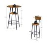 double -layer round bar table set 3PC breakfast table; including 2 back stools with back(Rustic Brown; 23.62''w x 23.62''d x 35.43''h)