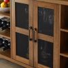 Industrial Wine Bar Cabinet; Liquor Storage Credenza; Sideboard with Wine Racks & Stemware Holder (Hazelnut Brown; 55.12''w x 13.78''d x 30.31' ' h)