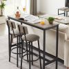 JHX Bar Table Set with 2 Bar stools PU Soft seat with backrest (Grey; 43.31''L*15.75''W*35.43'H)