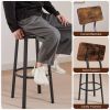 Swivel bar stool set of 2 with backrest; industrial style; metal frame; (Rustic Brown)