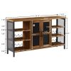 Industrial Wine Bar Cabinet; Liquor Storage Credenza; Sideboard with Wine Racks & Stemware Holder (Hazelnut Brown; 55.12''w x 13.78''d x 30.31' ' h)