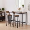 Swivel bar stool set of 2 with backrest; industrial style; metal frame; (Rustic Brown)