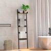 Blanket Ladder with Shelf, 5 Tier Towel Racks Bamboo Blanket Holder, Decorative Blanket, Quilt, Towel, Scarf Ladder Shelves for Livingroom, Bedroom, B