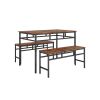 Dining table set 3PC; structural strengthening; industrial style (Rustic Brown; 43.31''w x 27.56''d x 29.53''h)