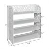 Free shipping Wood-plastic Board Four Tiers Carved Shoe Rack White YJ