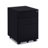 3 Drawer Mobile File Cabinet with Lock Steel File Cabinet for Legal/Letter/A4/F4 Size; Fully Assembled Include Wheels; Home/ Office Design