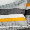 [Modern Life] 3PC Vermicelli-Quilted Striped Quilt Set (Full/Queen Size)