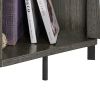 Corner Shelf 5-Tier with Storage; Corner cabinet Bookshelf Stand Storage Rack(Dark Grey)