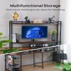 EVAJOY Home Office Desk, 94.5' Two Person L-Shaped Gaming Desk with AC Outlets and USB Ports, Double Workstation with Monitor Stand, Adjustable Shelf,