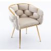 Luxury modern simple leisure velvet single sofa chair bedroom lazy person household dresser stool manicure table back chair beige