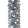 Christmas Garland with LED Lights 16 ft Silver