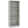 3-Tier Book Cabinet Concrete Gray 15.7"x9.4"x42.5" Engineered Wood