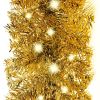 Christmas Garland with LED Lights 16 ft Gold