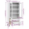 Bookcase with Metal Legs White 33.5"x13.8"x67.9" Solid Wood OSLO