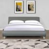 Faux Leather Upholstered Platform Bed Frame; Curve Design; Wood Slat Support; No Box Spring Needed; Easy Assemble; Queen Size; Gray