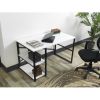 Home Store Sage Black Metal Frame 47&quot; Wooden Top 2 Shelves Writing and Computer Desk for Home Office; White