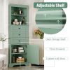 Green Triangle Tall Cabinet with 3 Drawers and Adjustable Shelves for Bathroom, Kitchen or Living Room, MDF Board with Painted Finish