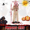 5 FT Grins Animatronic Killer Clown Halloween Decoration with Glowing Red Eyes