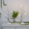 2FT 24LT Pre-lit White Birch Tree Lights with Timer Decorative Light Tabletop Tree-Set of 2