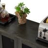 Industrial Wine Bar Cabinet; Liquor Storage Credenza; Sideboard with Wine Racks & Stemware Holder (Dark Grey; 55.12''w x 13.78''d x 30.31' ' h)