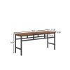 Dining table set 3PC; structural strengthening; industrial style (Rustic Brown; 43.31''w x 27.56''d x 29.53''h)