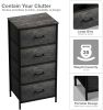 Dresser with 4 Faux Wood Drawers - Tall Storage Unit Organizer Tower for Clothes - Bedroom, Hallway, Living Room