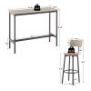 JHX Bar Table Set with 2 Bar stools PU Soft seat with backrest (Grey; 43.31''L*15.75''W*35.43'H)