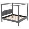 King Size Upholstery Canopy Platform Bed with Headboard,Support Legs