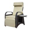 Outdoor Wicker Recliner with Flip Table;  Adjustable Push Back Rattan Reclining Lounge Chair with Footrest