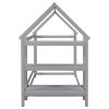 Twin House-Shaped Floor Bed with 2 Detachable Stands,Gray