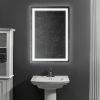 24 x 36 Inch Frameless LED Illuminated Bathroom Wall Mirror; Touch Button Defogger; Rectangular; Metal; Silver