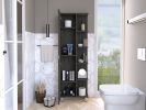 Urano Mirror Linen Cabinet; Four Interior Shelves; Five External Shelves -Smokey Oak