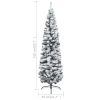 Slim Artificial Christmas Tree with Flocked Snow Green 7 ft PVC