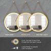 Bathroom LED Mirror 32 Inch Round Bathroom Mirror with Lights Smart 3 Lights Dimmable Illuminated Bathroom Mirror Wall Mounted Large LED Mirror Anti-F