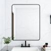 32 x 24 Inch Black Bathroom Mirror for Wall Vanity Mirror with Non-Rusting Aluminum Alloy Metal Frame Rounded Corner for Modern Farmhouse Home Decor