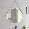 Bathroom LED Mirror 28 Inch Round Bathroom Mirror with Lights Smart 3 Lights Dimmable Illuminated Bathroom Mirror Wall Mounted Large LED Mirror Anti-F