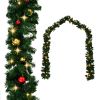 Christmas Garland with Baubles and LED Lights Green 66 ft PVC