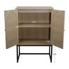 Allen 2 Door high cabinet; rattan; Built-in adjustable shelf; Easy Assembly; Free Standing Cabinet for Living Room Bedroom