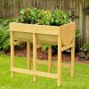 Raised Wooden Planter Vegetable Flower Bed with Liner