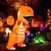 8 Feet Halloween Inflatables Pumpkin Head Dinosaur with LED Lights and 4 Stakes