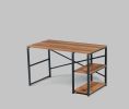 Home Store Sage Black Metal Frame 47&quot; Wooden Top 2 Shelves Writing and Computer Desk for Home Office; Walnut