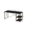 Furnish Home Store Morello Gold Metal Frame 47&quot; Wooden Top 2 Shelves Writing and Computer Desk for Home Office; White