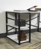 Home Store Sage Black Metal Frame 47&quot; Wooden Top 2 Shelves Writing and Computer Desk for Home Office; White