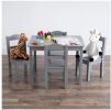 Kids Ash Wood Table and 4 Chairs Set, Gray