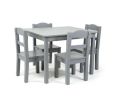 Kids Ash Wood Table and 4 Chairs Set, Gray