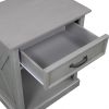 Old Paint Style Modern Wooden Nightstand with Drawers Storage for Living Room/Bedroom; Gray