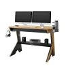 Techni Mobili Home Office Computer Writing Desk Workstation with Two Cupholders and a Headphone Hook- Pine