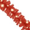 Christmas Garland with LED Lights 16 ft Red