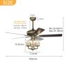 52inch Bronze Metal 3 Lights Ceiling Fan with 5 Wood Blades; Two-color fan blade; AC Motor; Remote Control; Reversible Airflow; Multi-Speed; Adjustabl